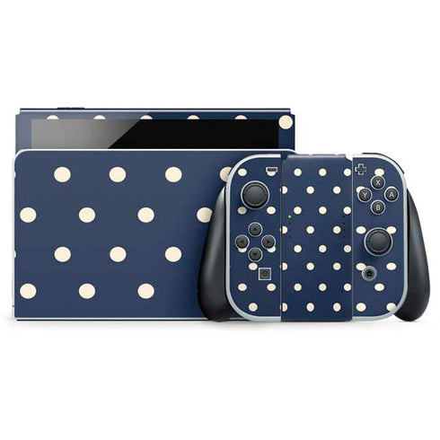 Blue and Cream Polka Dots Nintendo Switch OLED (2021) Skin